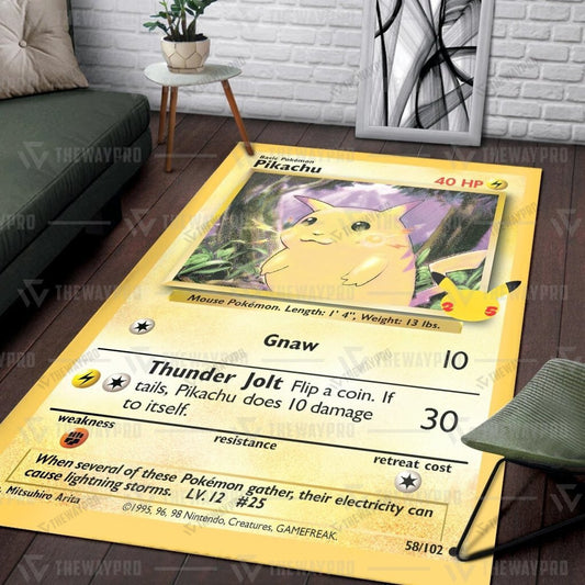 Pkm Pikachu Card Custom Rug / Small/(36X60)