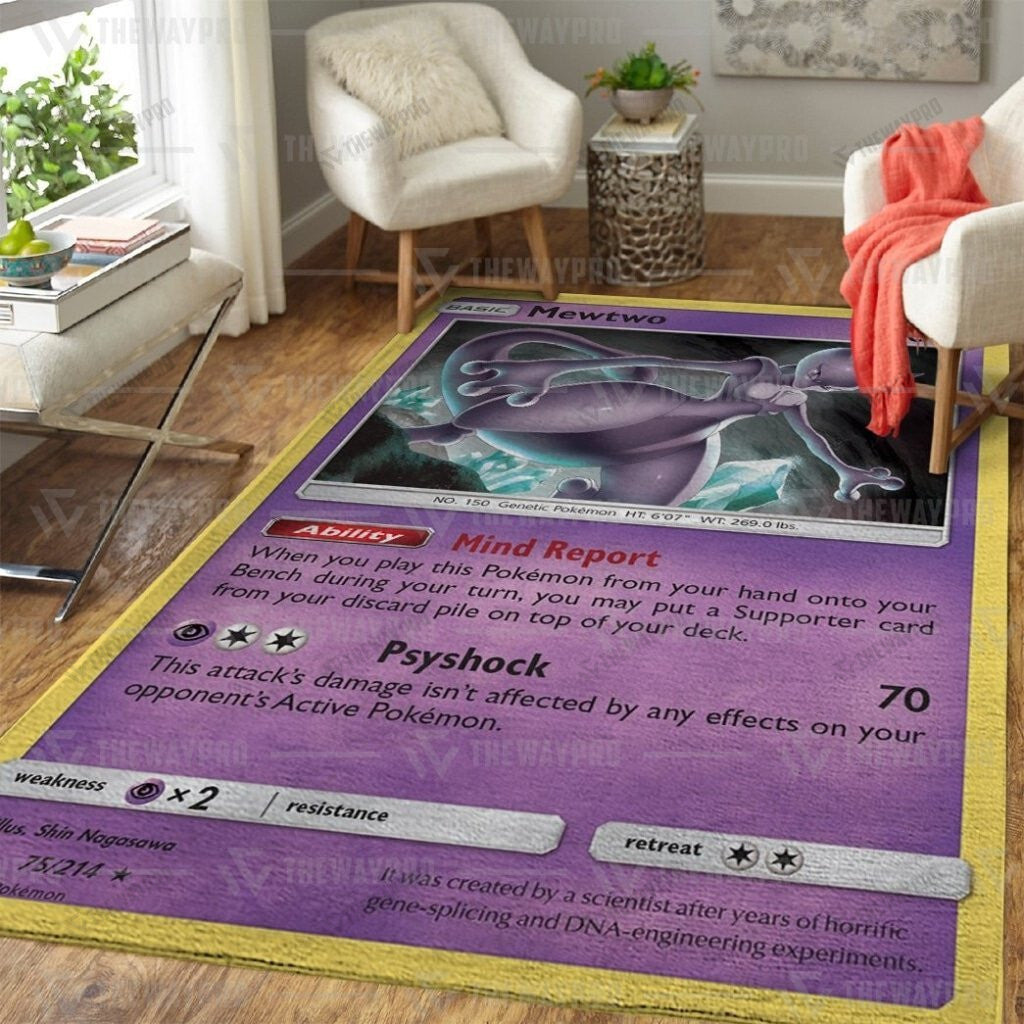 Anime Pkm Mewtwo Unbroken Bonds Custom Rug
