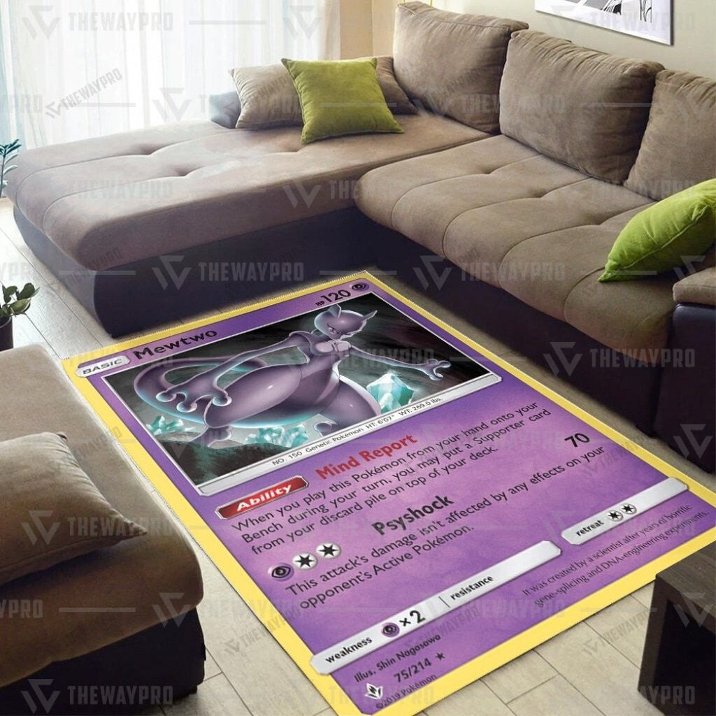 Anime Pkm Mewtwo Unbroken Bonds Custom Rug