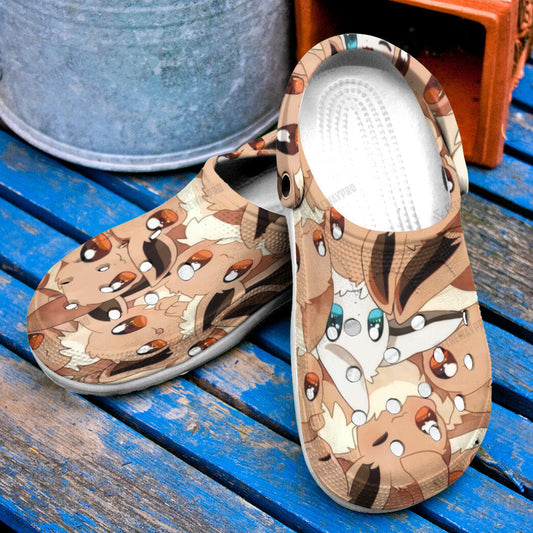 Cute Eevee Seamless Pattern Custom Classic Clogs