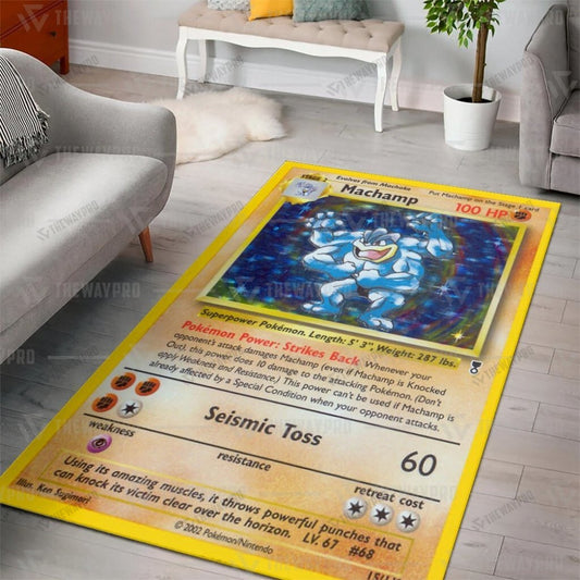 Anime Pkm Shadowless Holographic Machamp Custom Rug / Small/(36X60)