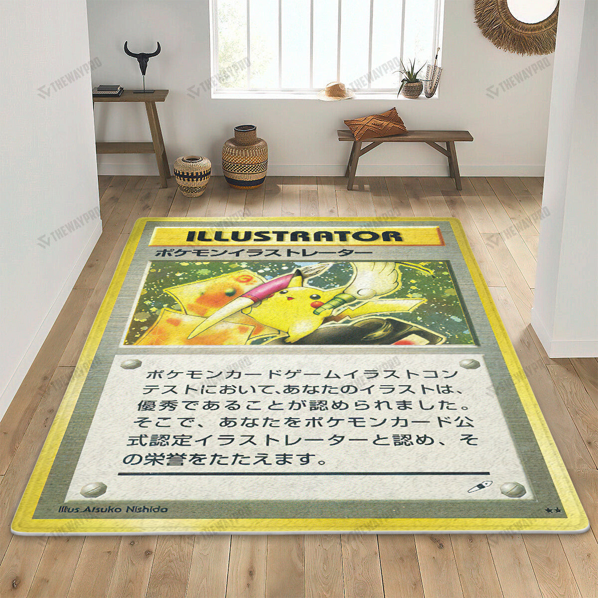 Anime Pkm Pikachu Illustrator Card Custom Rug Bl0404226