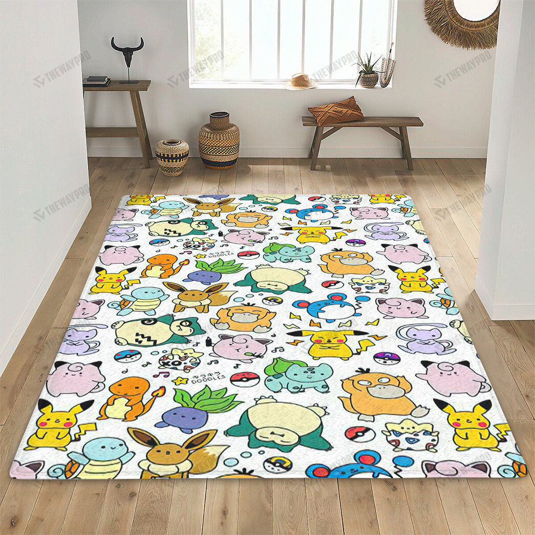 Anime Pkm All Pokes Seamless Pattern Custom Rug Bo24032211