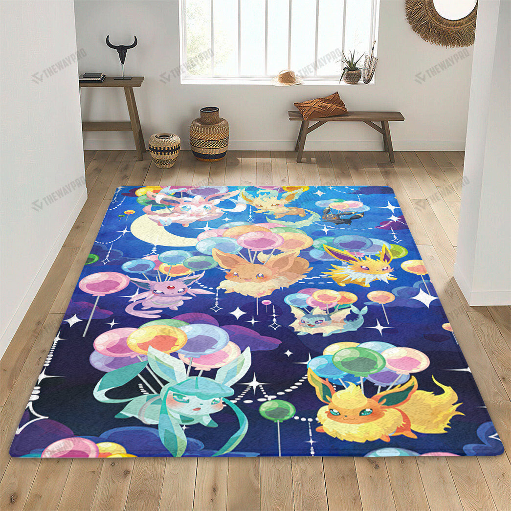 Anime Pkm Eevee Balloon Custom Rug Bo2403229