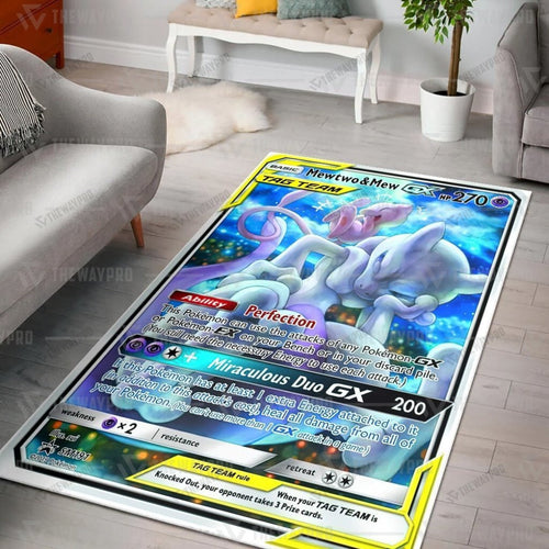 Anime Pkm Mew Two And Custom Rug / Small/(36X60)