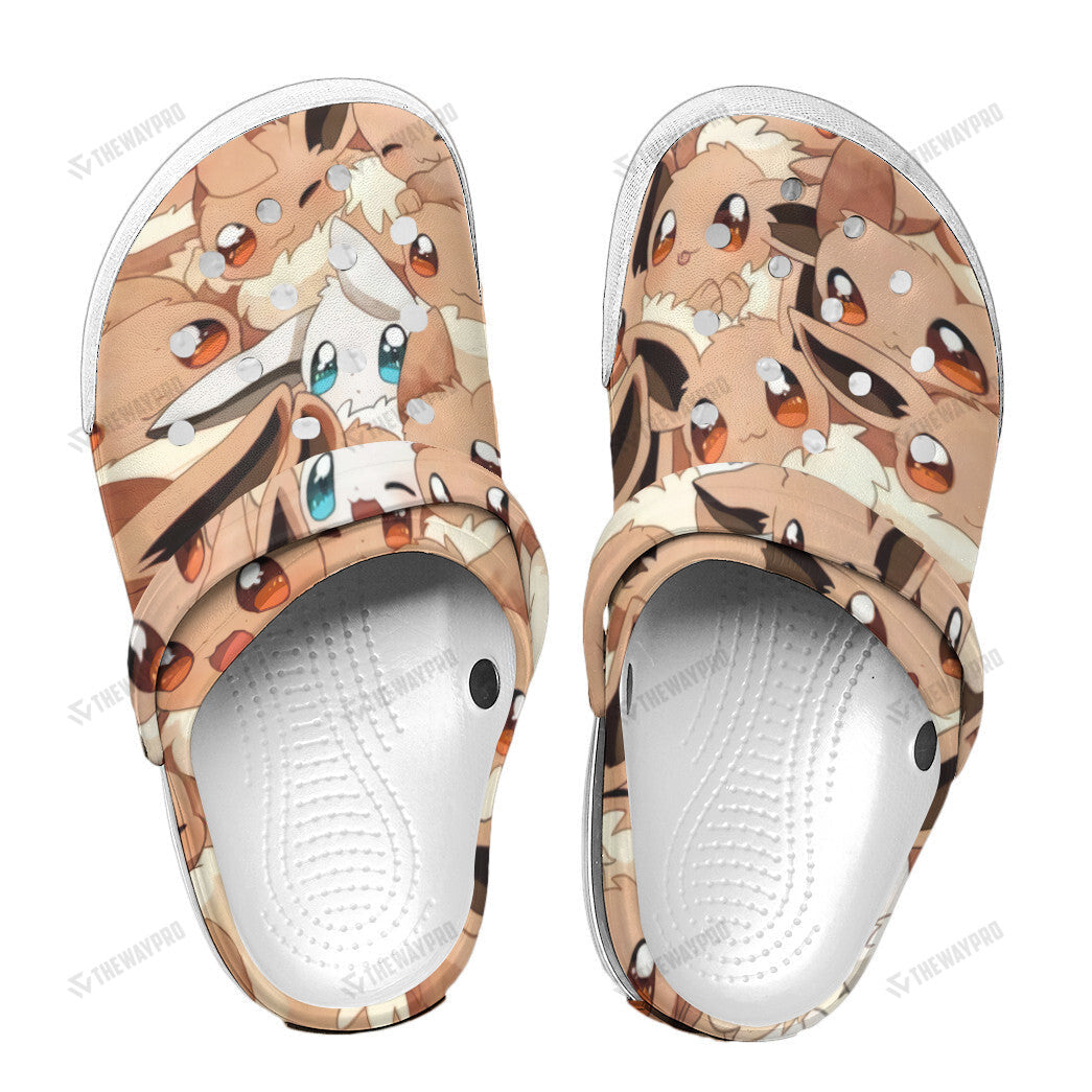 Cute Eevee Seamless Pattern Custom Classic Clogs