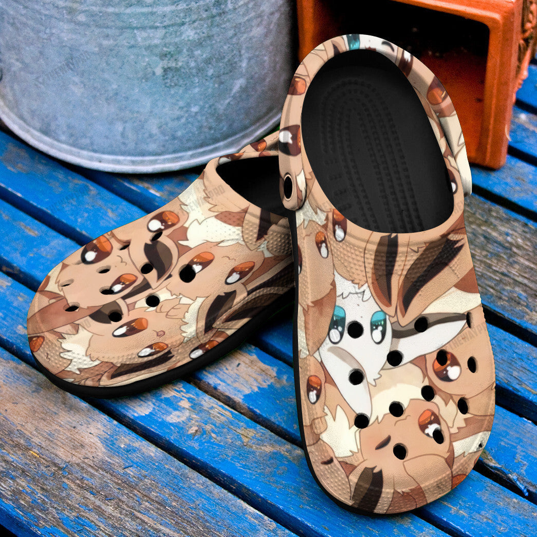 Cute Eevee Seamless Pattern Custom Classic Clogs