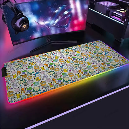 Anime Pkm All Poke Seamless Pattern Custom Led Mousepad 9.8 X 11.8 Bo21032216