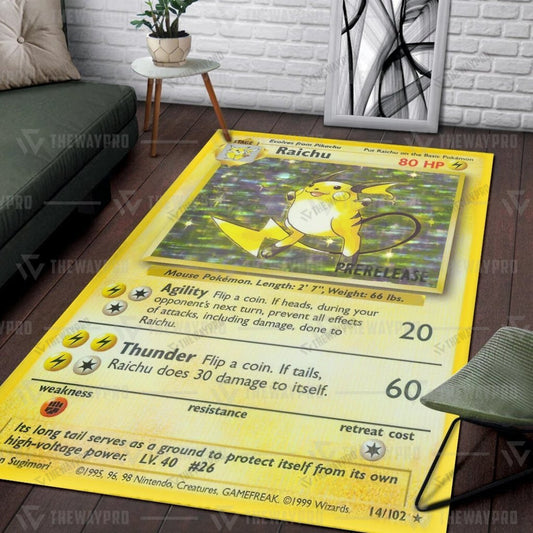 Pkm Raichu Card Custom Rug / Small/(36X60)