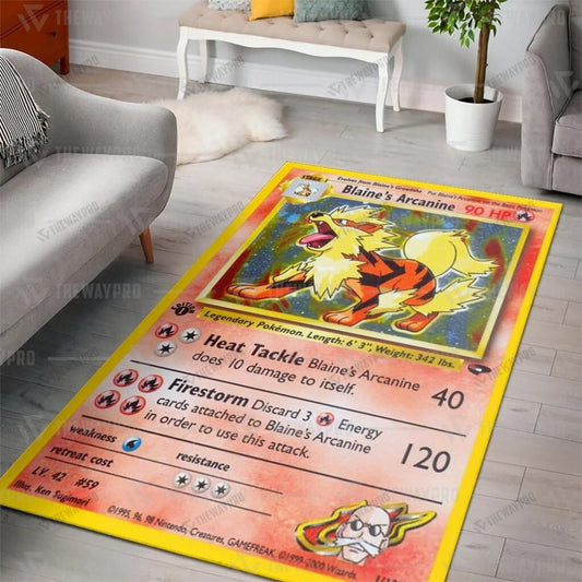 Anime Pkm Blaines Arcanine Custom Rug / Small/(36X60)