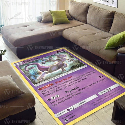 Anime Pkm Mewtwo Sun And Moon Custom Rug