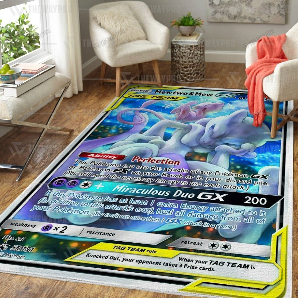 Anime Pkm Mew Two And Custom Rug