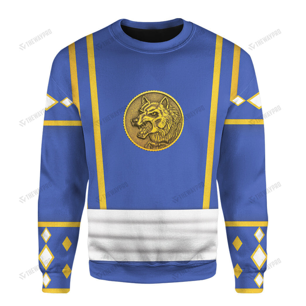 Mighty Morphin Power Ranger Ninja Rangers Blue Wolf Custom Sweatshirt