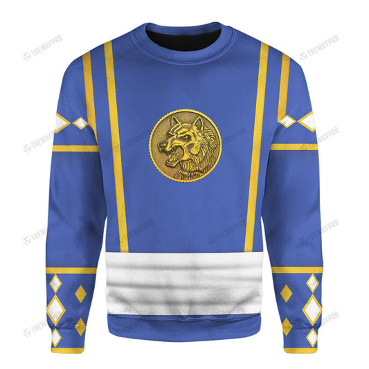 Mighty Morphin Power Ranger Ninja Rangers Blue Wolf Custom Sweatshirt