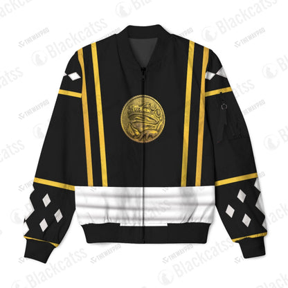 Mighty Morphin Power Ranger Ninja Rangers Black Frog Custom Bomber Jacket