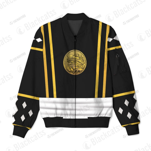 Mighty Morphin Power Ranger Ninja Rangers Black Frog Custom Bomber Jacket