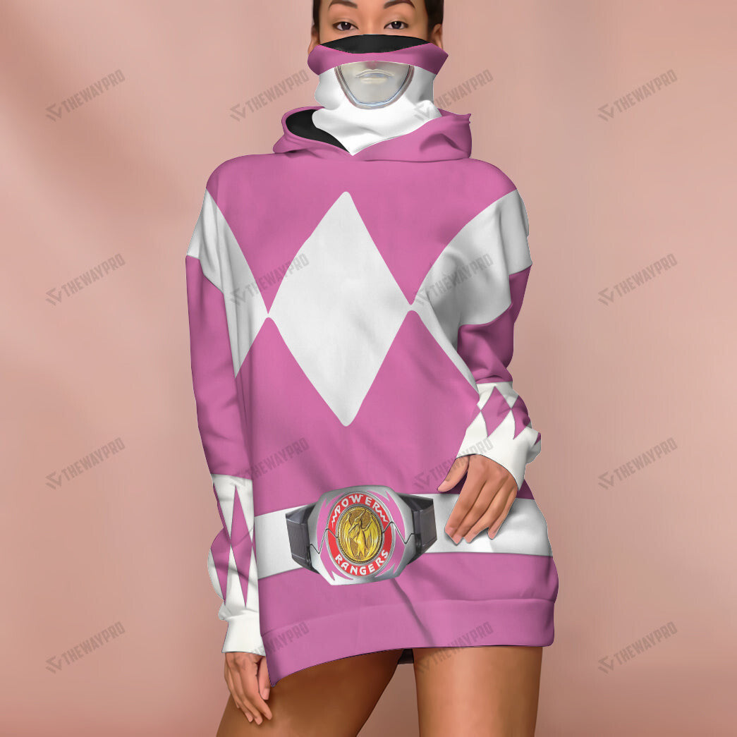 Movie Mighty Morphin Pink Power Rangers Cosplay Custom Snood Hoodie