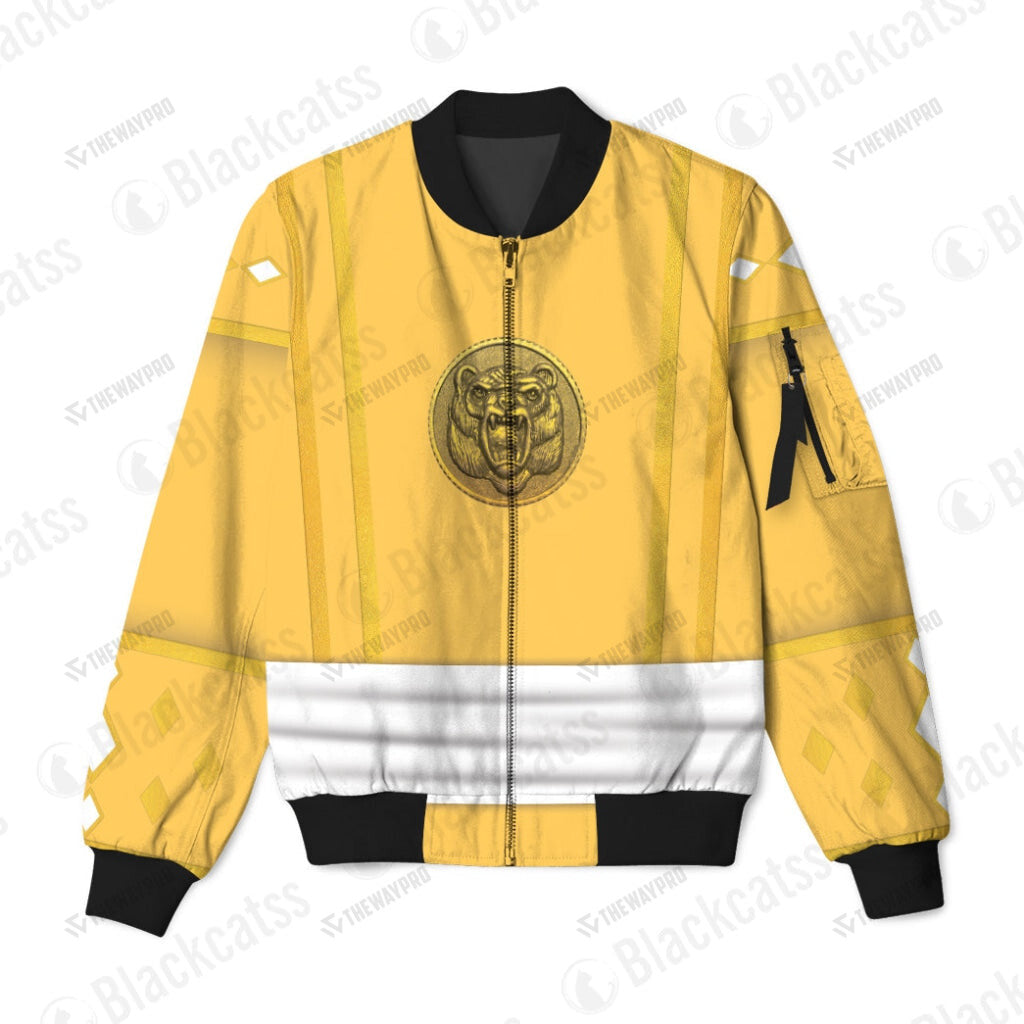 Mighty Morphin Power Ranger Ninja Rangers Yellow Bear Custom Bomber Jacket