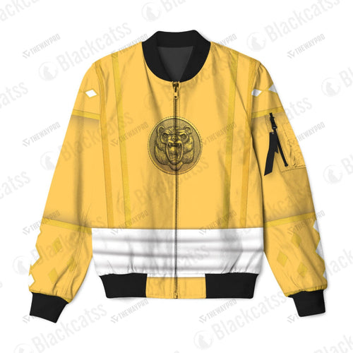 Mighty Morphin Power Ranger Ninja Rangers Yellow Bear Custom Bomber Jacket