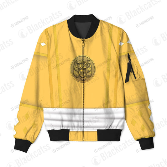 Mighty Morphin Power Ranger Ninja Rangers Yellow Bear Custom Bomber Jacket