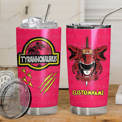 Power Rangers Mighty Morphin Tyrannosaurus Custom Name Tumbler