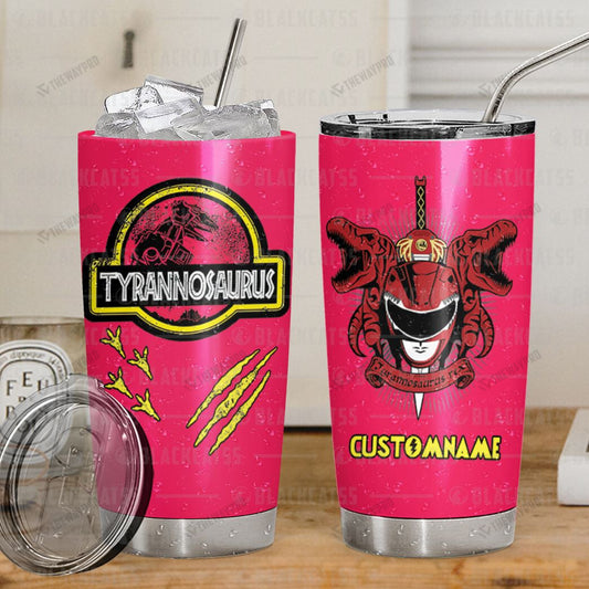 Power Rangers Mighty Morphin Tyrannosaurus Custom Name Tumbler