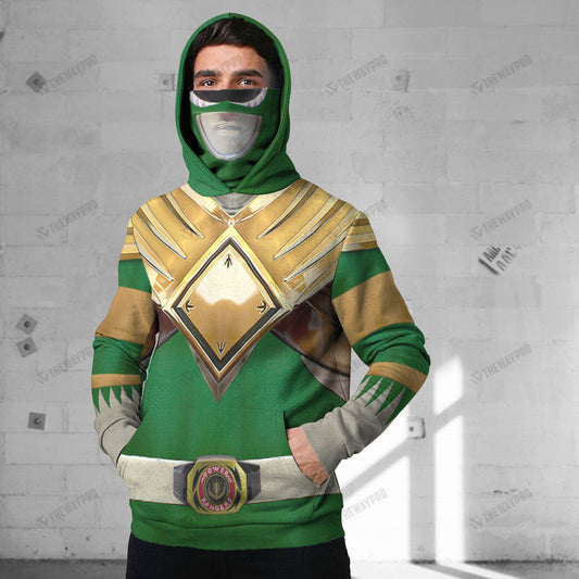Movie Mighty Morphin Green Power Rangers Cosplay Custom Snood Hoodie