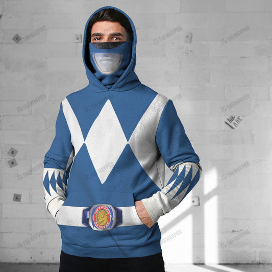 Movie Mighty Morphin Blue Power Rangers Cosplay Custom Snood Hoodie