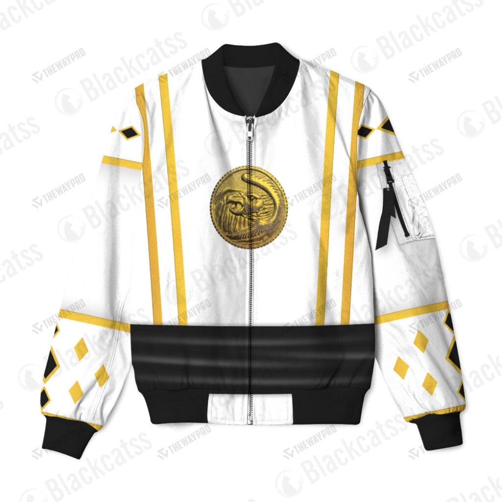 Mighty Morphin Power Ranger Ninja Rangers White Falcon Custom Bomber Jacket