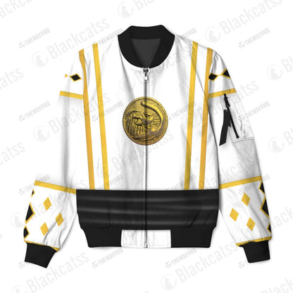 Mighty Morphin Power Ranger Ninja Rangers White Falcon Custom Bomber Jacket