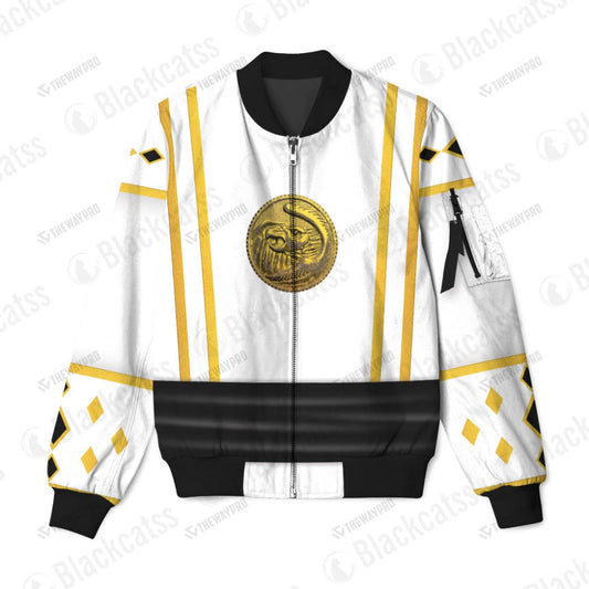 Mighty Morphin Power Ranger Ninja Rangers White Falcon Custom Bomber Jacket