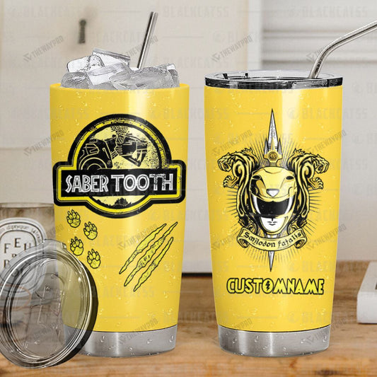Power Rangers Mighty Morphin SaberTooth Custom Name Tumbler