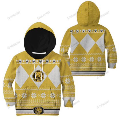 Mighty Morphin Yellow Power Rangers Ugly Christmas Custom Kid Apparel