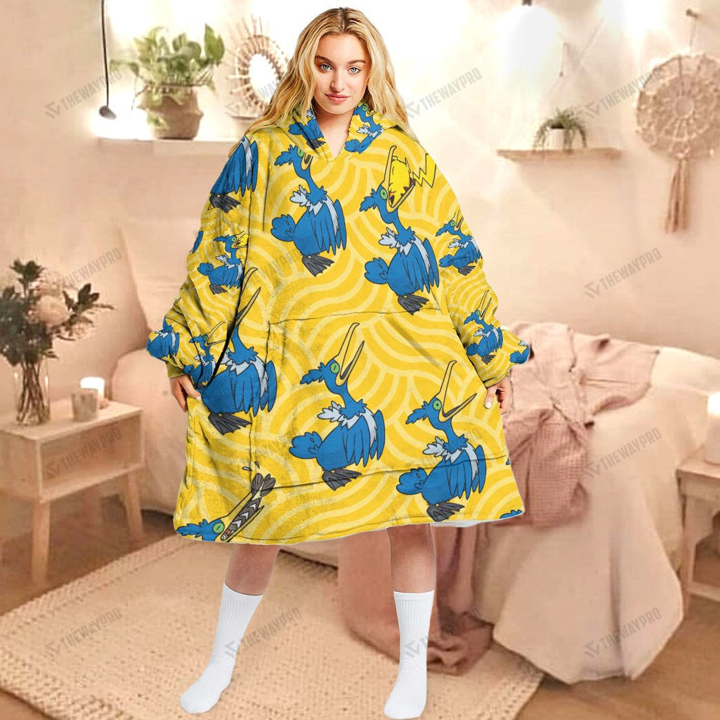 Anime Pkm Cramorant Custom Fleece Blanket Hoodie Adult / Free Size