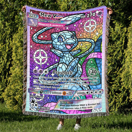 Shiny Mew Stain Glass Custom Woven Blanket