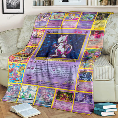 Anime Mewtwo Cards Custom Soft Blanket