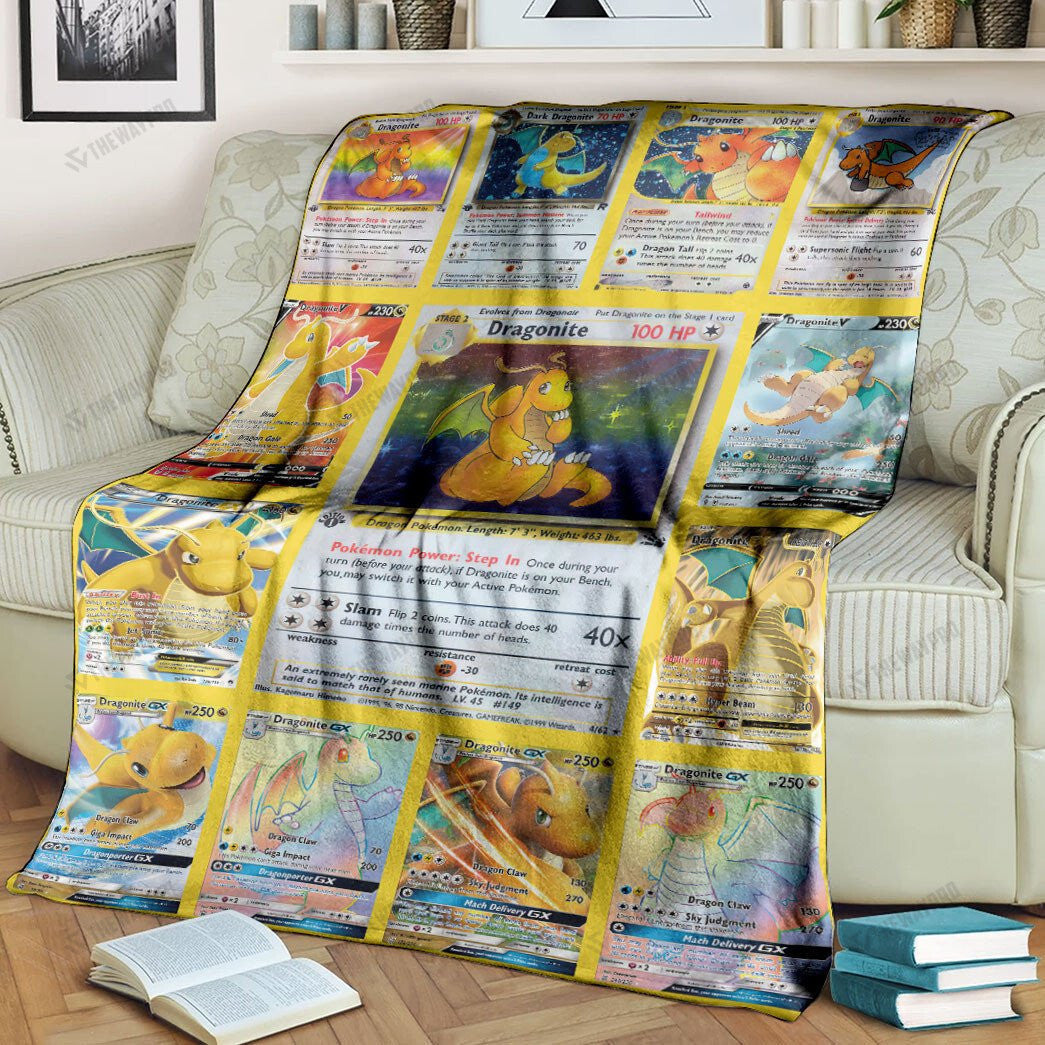 Anime Dragonite Cards Version 2 Custom Soft Blanket