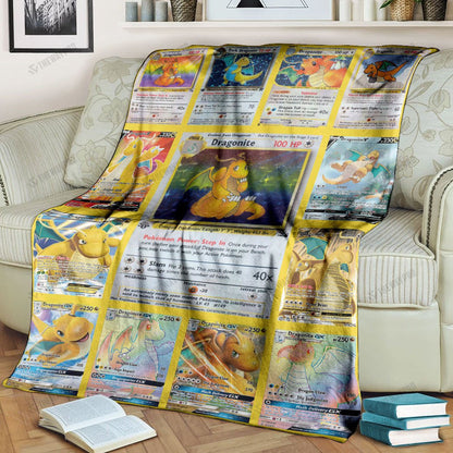 Anime Dragonite Cards Version 2 Custom Soft Blanket