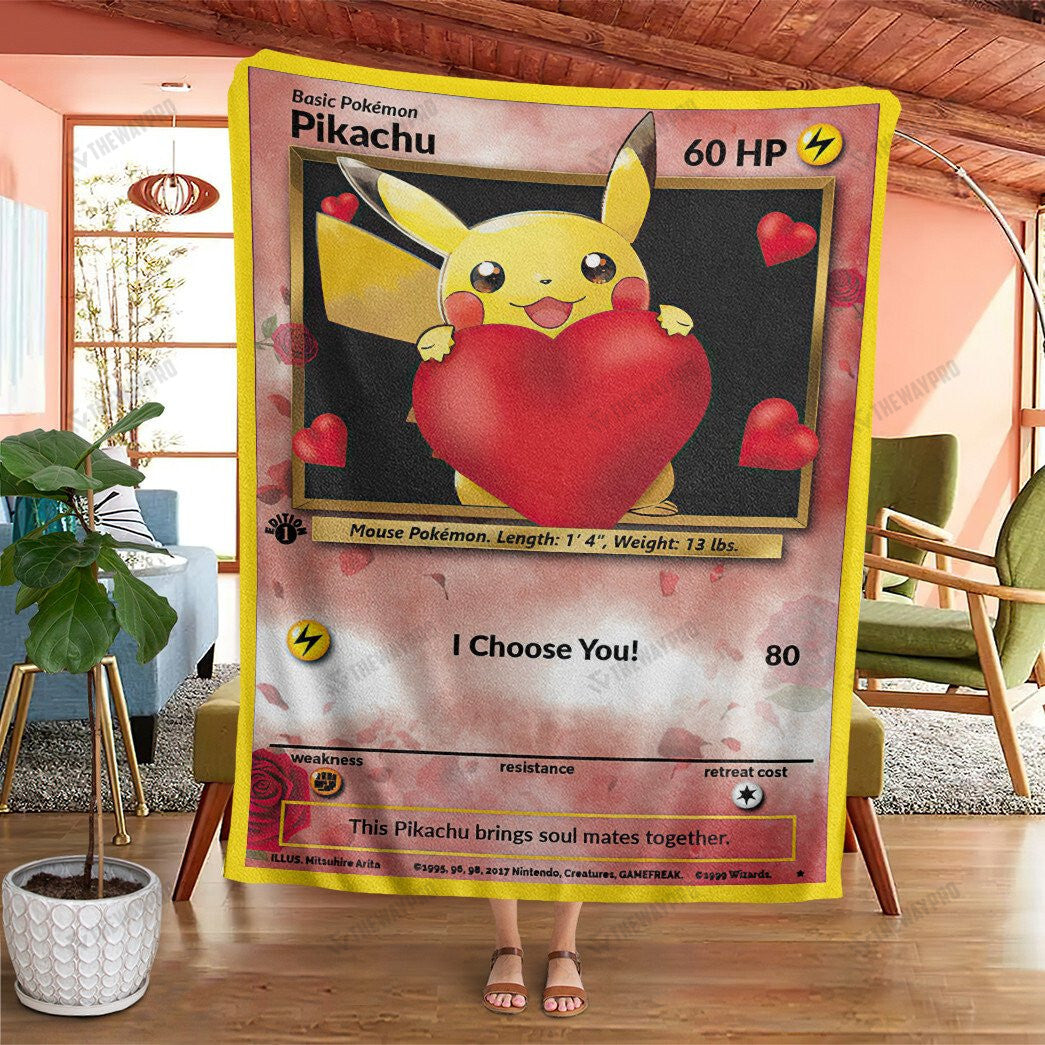 Anime Pikachu I Choose You Custom Soft Blanket