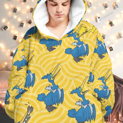 Anime Pkm Cramorant Custom Fleece Blanket Hoodie