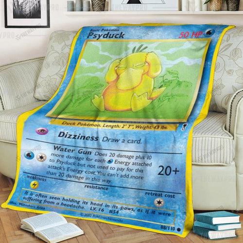 Anime Psyduck Custom Soft Blanket