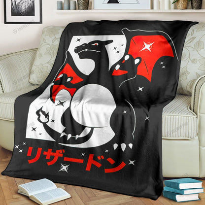 Anime Charizard Custom Soft Blanket