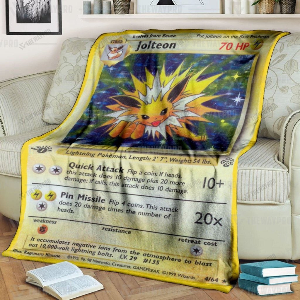 Anime Jolteon Holo 1st Edition Custom Soft Blanket