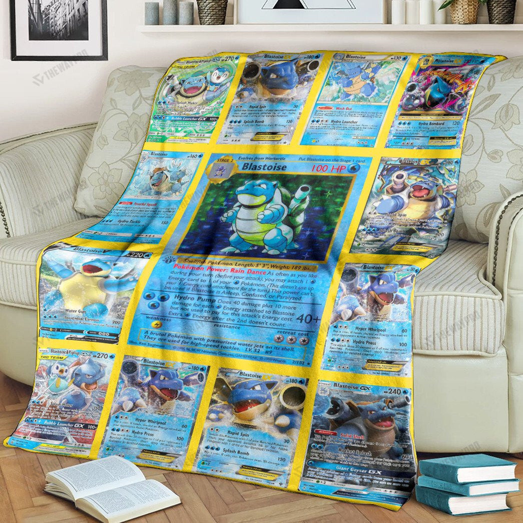 Anime Blastoise Cards Version 2 Custom Soft Blanket