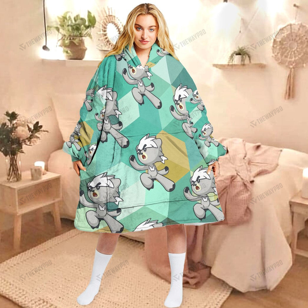 Anime Pkm Kubfu Custom Fleece Blanket Hoodie Adult / Free Size
