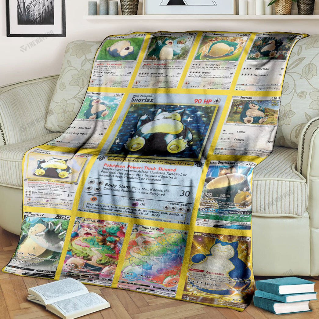 Anime Snorlax Cards Version 2 Custom Soft Blanket