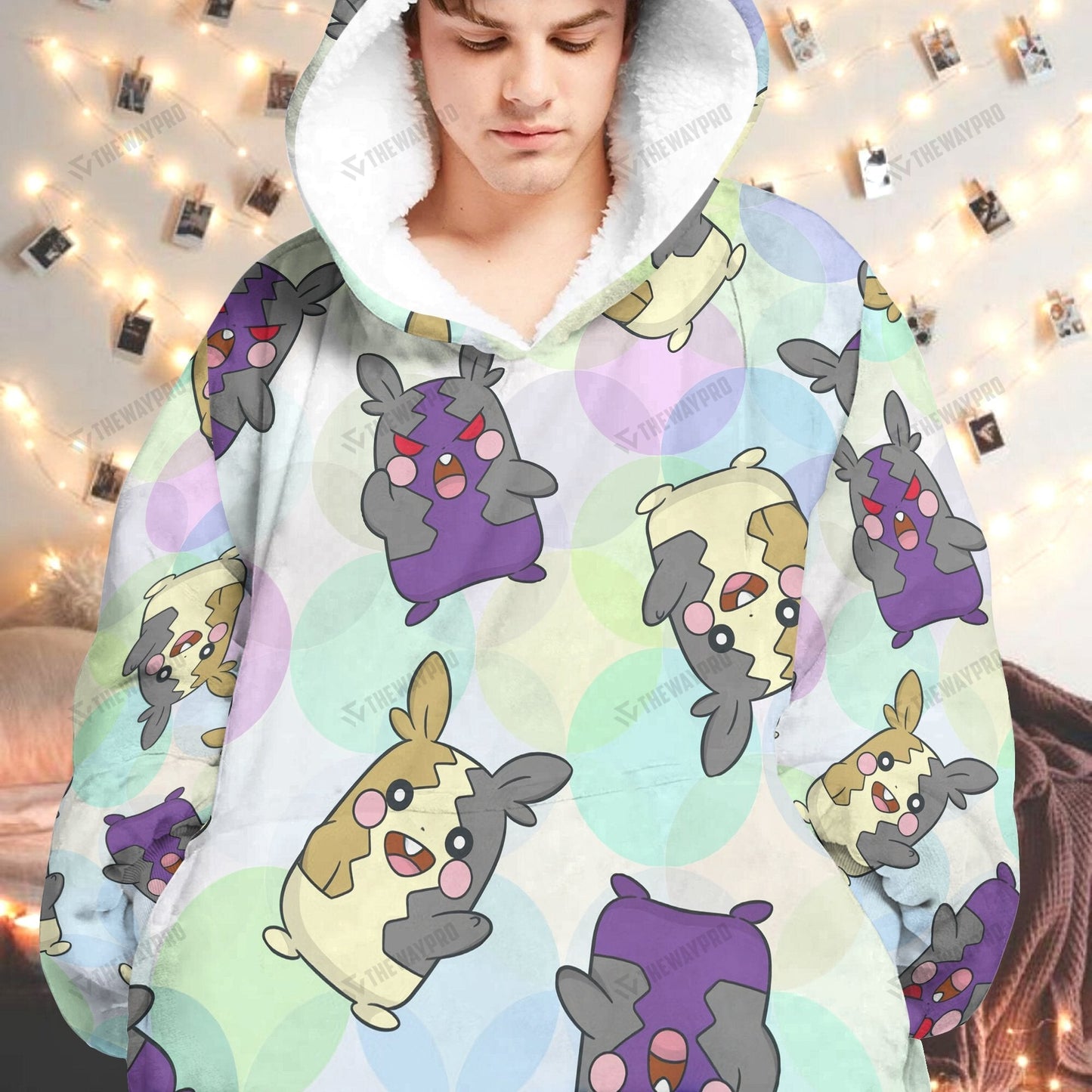 Anime Pkm Morpeko Custom Fleece Blanket Hoodie