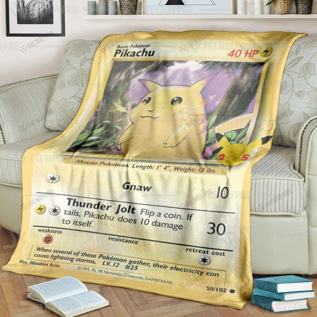 Pikachu Card Custom Soft Blanket