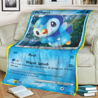 Anime Piplup Diamond & Pearl Promos Custom Soft Blanket