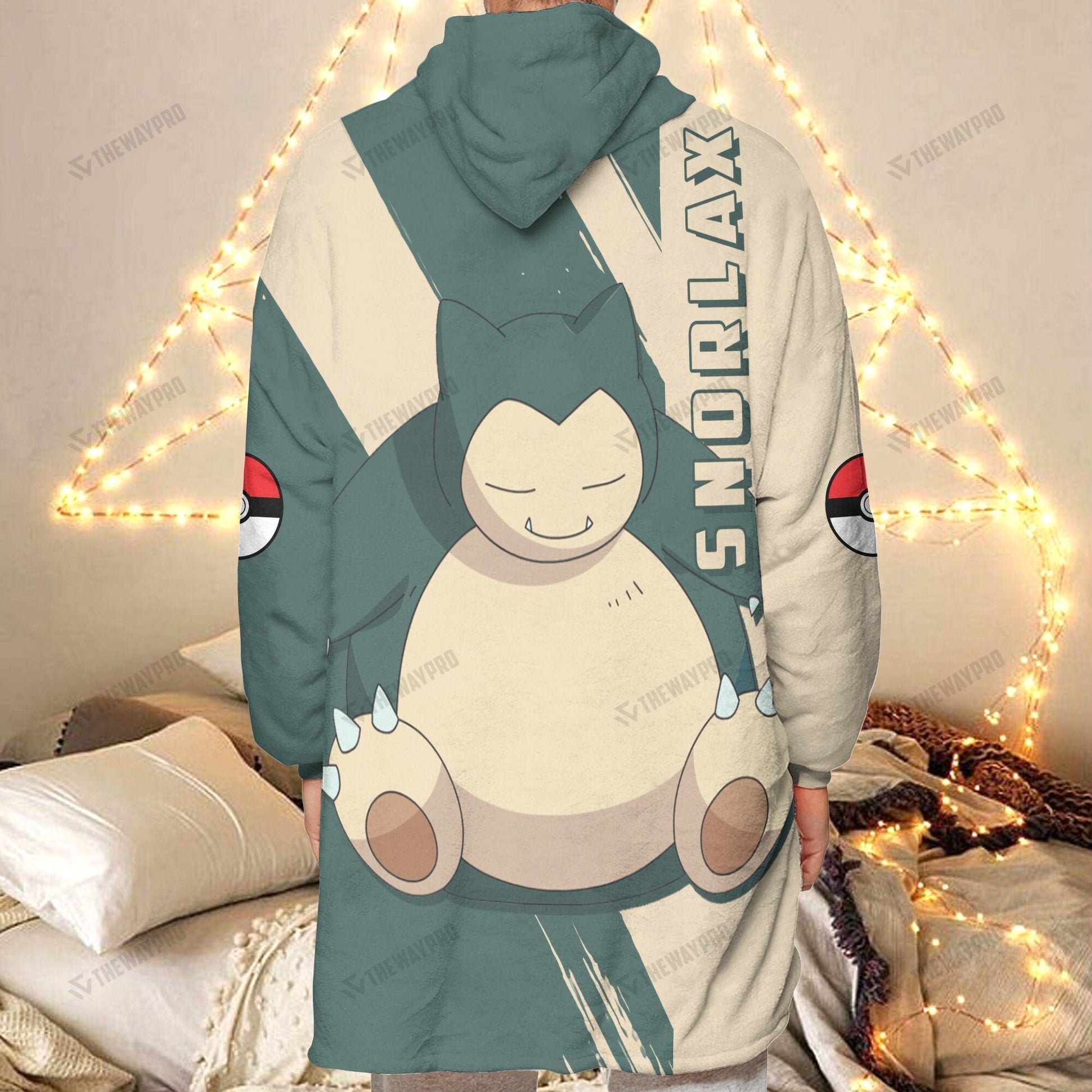 Anime Pkm Snorlax Custom Fleece Blanket Hoodie
